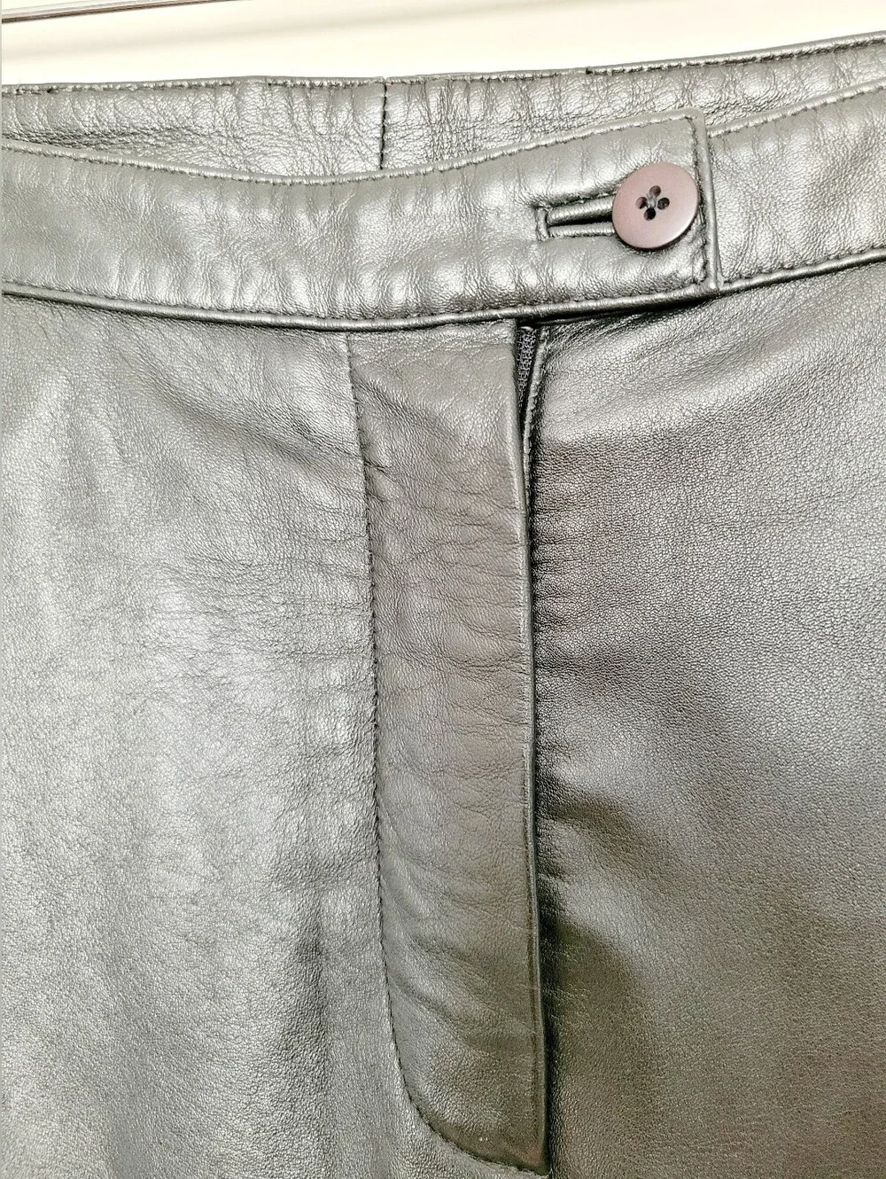 Outer Edge 100% Real Lamb Leather Moto/Biker Black Pants Straight Leg Medium
